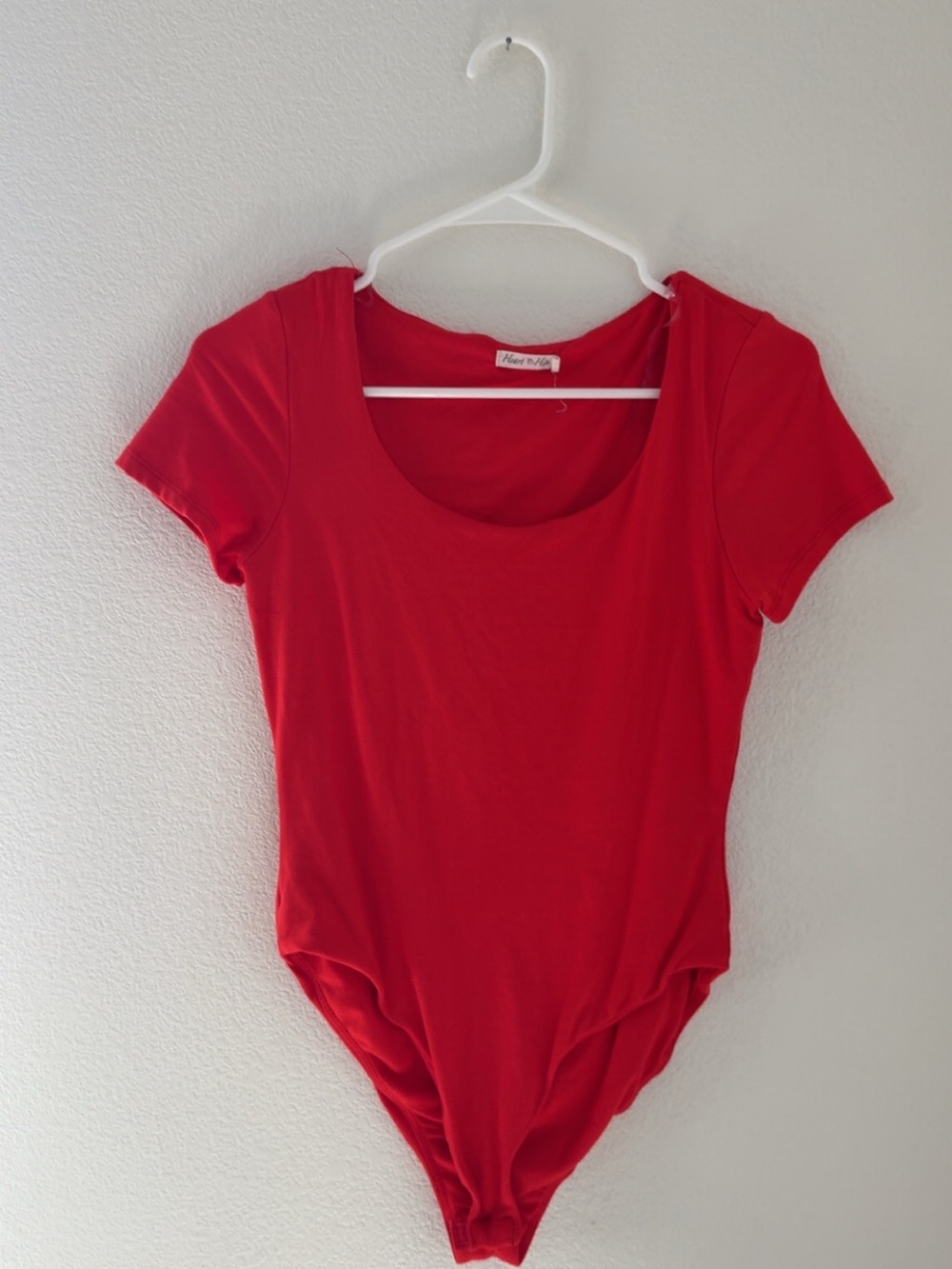 Red Short-Sleeve Scoop Neck Bodysuit